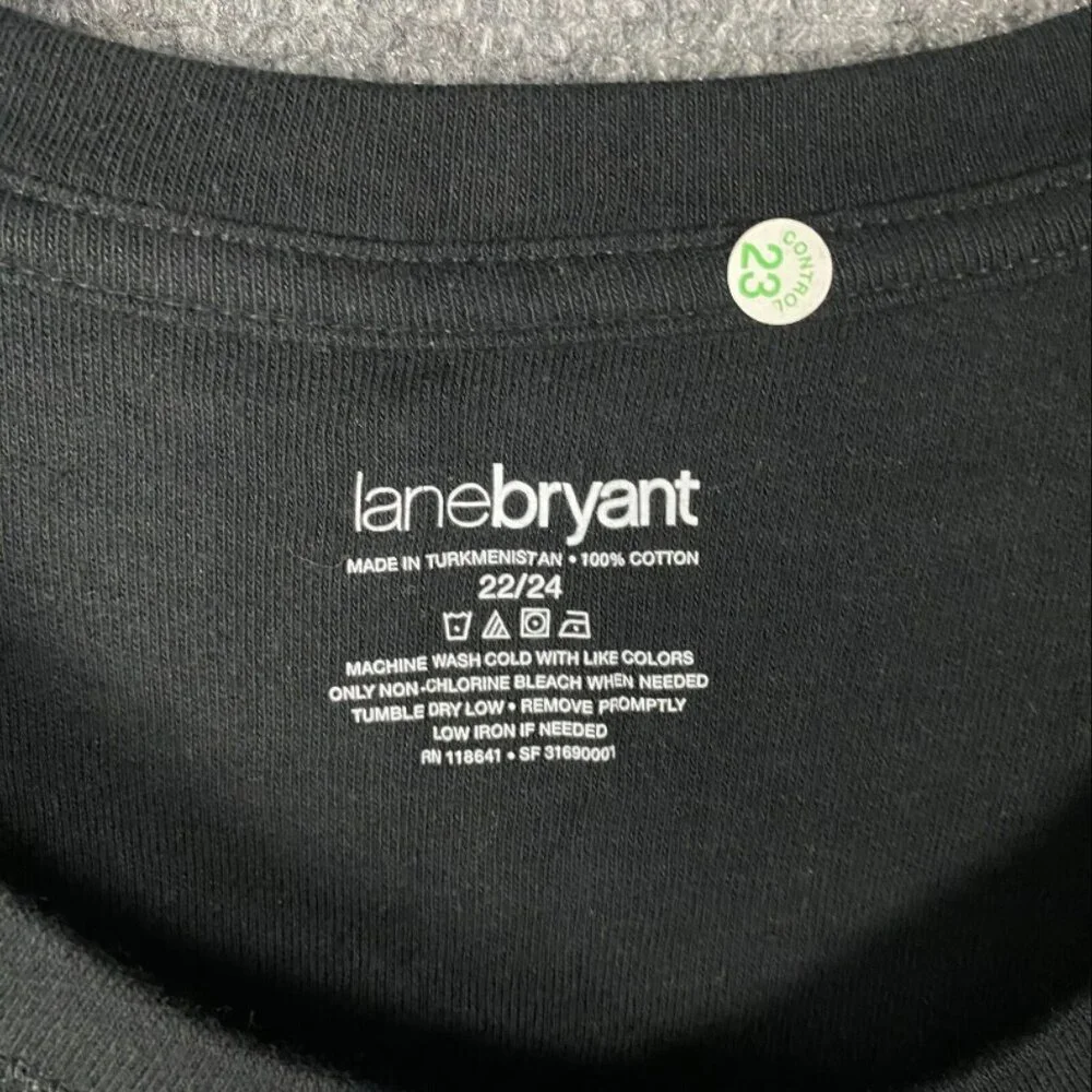 Lane Bryant Blouse Women's‎ 22/24 NWT Black Short Sleeve 100% Cotton Plus